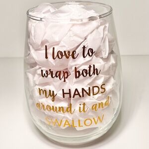 GOLD SCRIPT WINE GLASS FUNNY WINE LOVERS 6 oz WINE GLASS GIFT